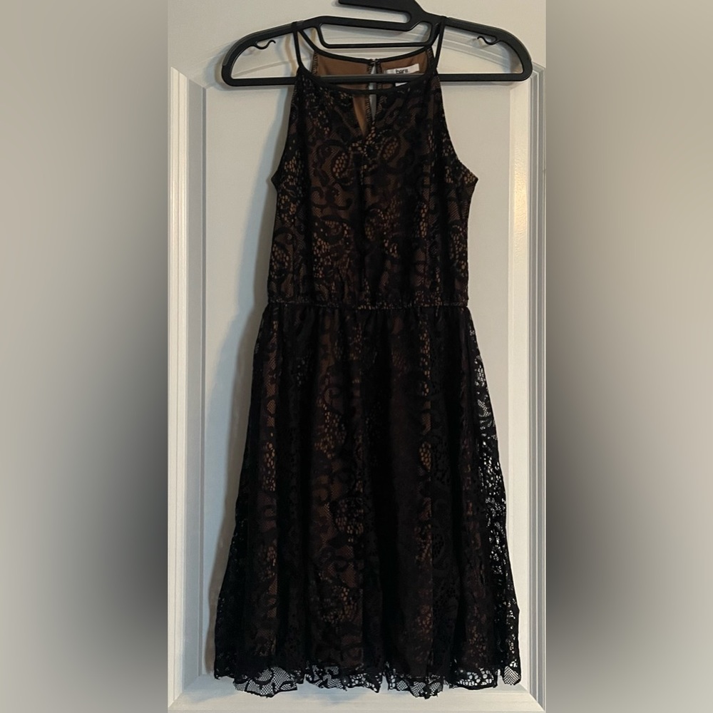 Bar lll Black Floral Lace Overlay Mini Dress
